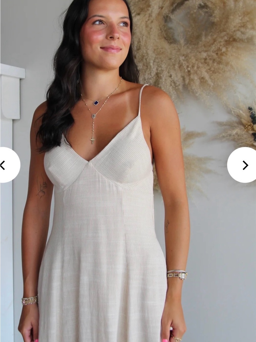 ILLA ILLA Cream Ribbed Backless Slip Dress